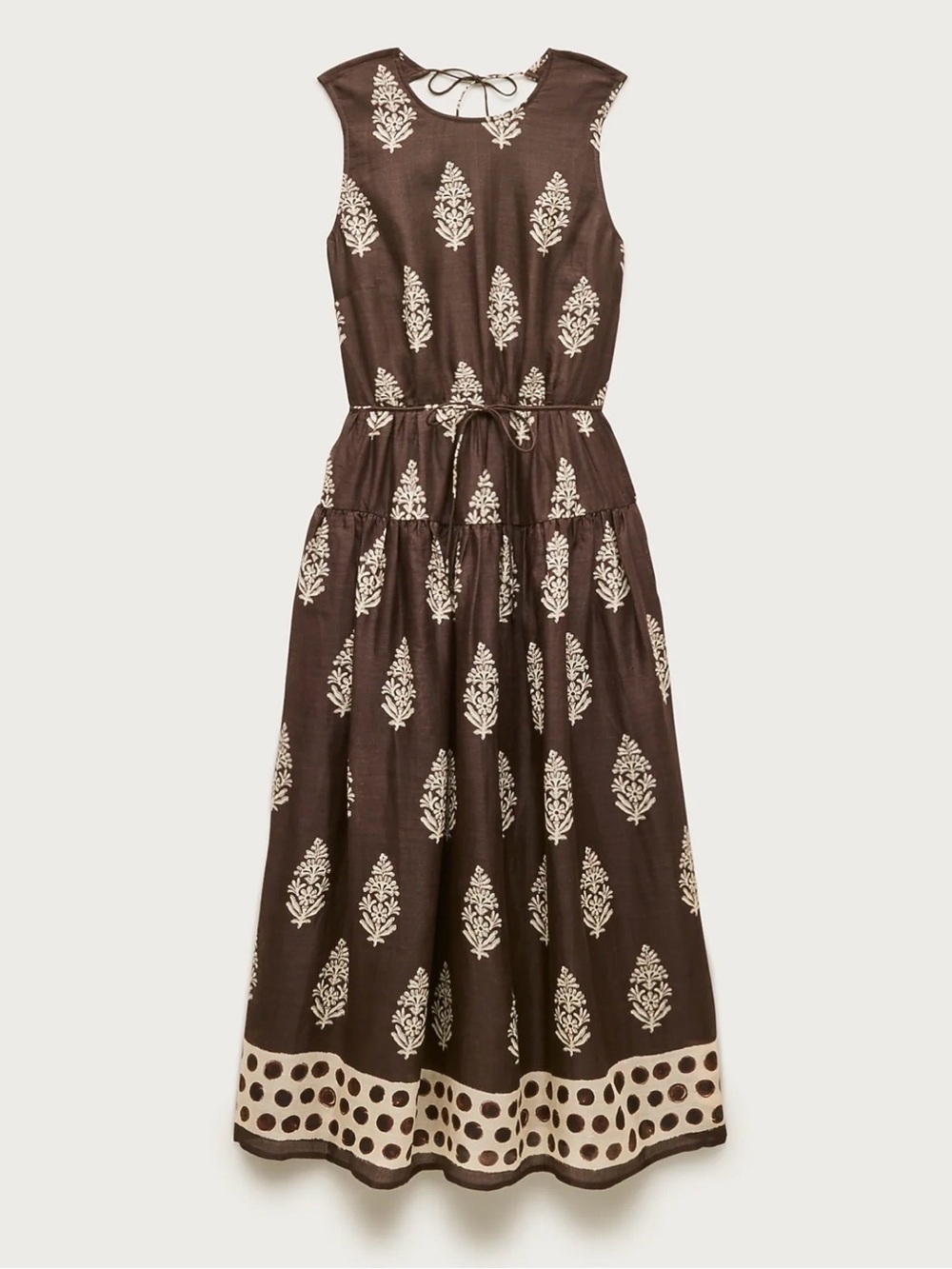 J.Crew NWT Open-back dress in cocoa block print 6 Smocked Walnut Pockets Lined